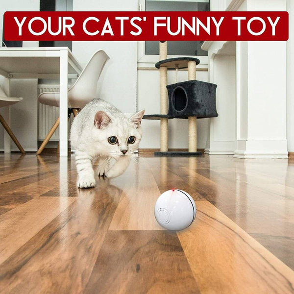 Wiggles USB Interactive Smart Automatic Electronic LED Laser Cat Toy Ball - White  | ozpetworld.com