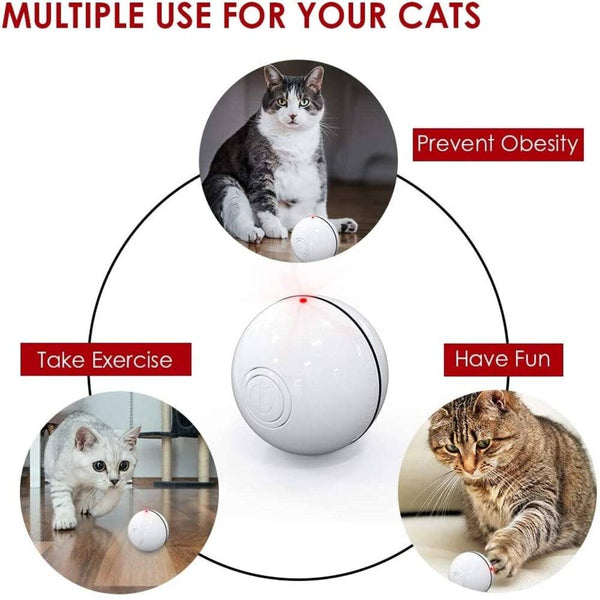 Wiggles USB Interactive Smart Automatic Electronic LED Laser Cat Toy Ball - White  | ozpetworld.com