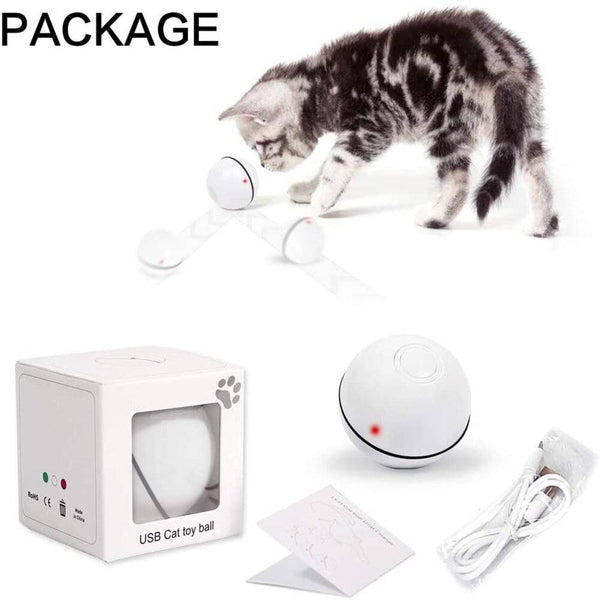 Wiggles USB Interactive Smart Automatic Electronic LED Laser Cat Toy Ball - White  | ozpetworld.com