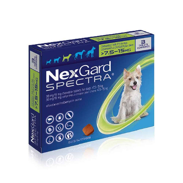 NexGard Spectra Flea & Tick Chewables For Medium Dogs Weighing 7.6-15 kg (16-33 lbs) | ozpetworld.com