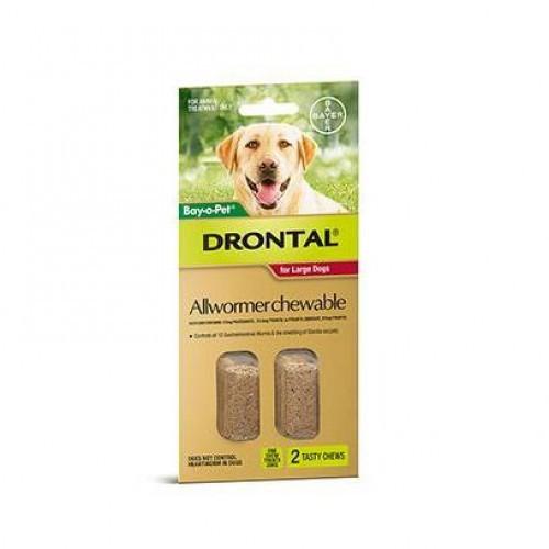Bayer Drontal For Dogs 2 Tasty Chews 77 lbs (35 Kg) | VetBarn