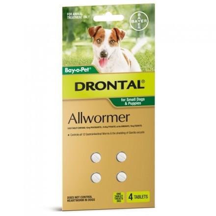Bayer Drontal Allwormer For Small Dogs & Puppies, 4 tablets Pack  | VetBarn