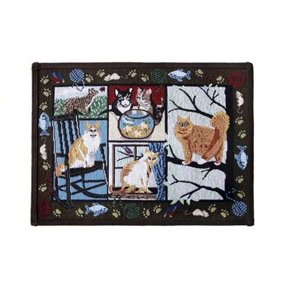 PB Paws & Co. Pet Collection Tapestry Pet Mats Cat Days Woodland Pattern | ozpetworld.com