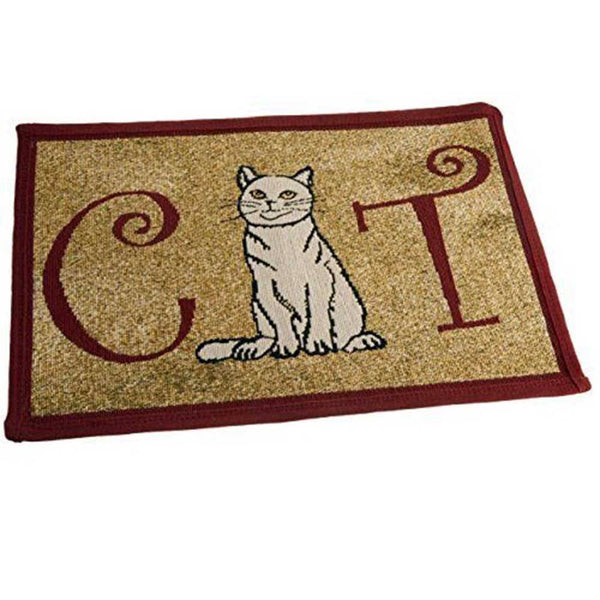 PB Paws & Co. Pet Collection Tapestry Pet Mats, Cat Person Pattern (Cinnabar) | ozpetworld.com