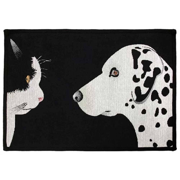 PB Paws & Co. Pet Collection Tapestry Pet Mats, Best Friends Pattern (Black/White) | ozpetworld.com