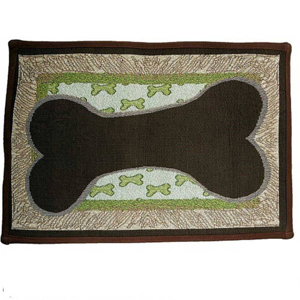 PB Paws & Co. Pet Collection Tapestry Pet Mats Sketch Leaf/Pesto Pattern | ozpetworld.com