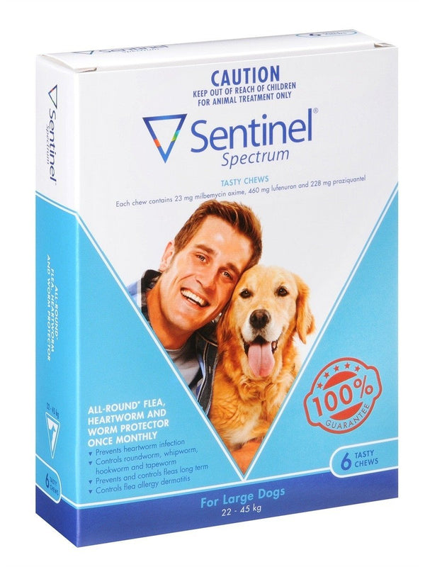 Sentinel Spectrum Tasty Chews Large Dogs 22-45kg (50-100lb), 6 Chews | VetBarn