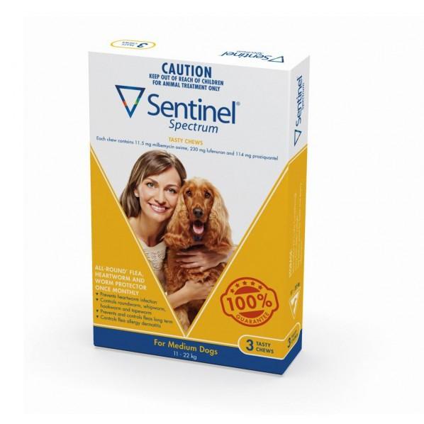 Novartis Sentinel Spectrum For Medium Dogs 25-50 lbs (11-22 kg), 3Pack | VetBarn