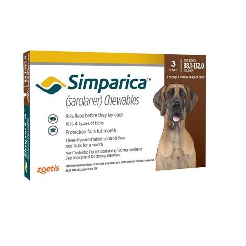 Simparica 120mg Chewable Tablets For Dogs >88-132 lbs (40-60 kg)| VetBarn.Com