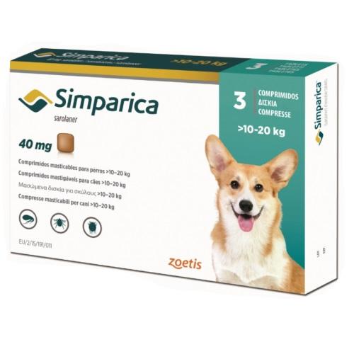 Simparica 40mg Chewable Tablets For Dogs >22-44 lbs (10-20 kg) | VetBarn.Com