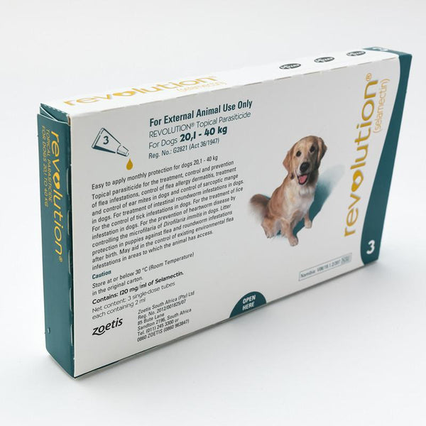 Zoetis Revolution Teal for Dogs 44-88 lbs (20-40 kg),sideview | VetBarn