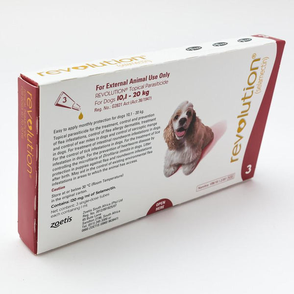 Zoetis Revolution Red for Dogs 20.1-40 lbs (10.1-20kg), Side | VetBarn