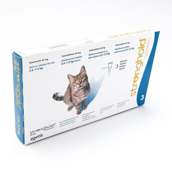 Zoetis Stronghold (Blue) for Cats 5-15.5 lbs (2.6-7.5 kg), 3 Pack | VetBarn 