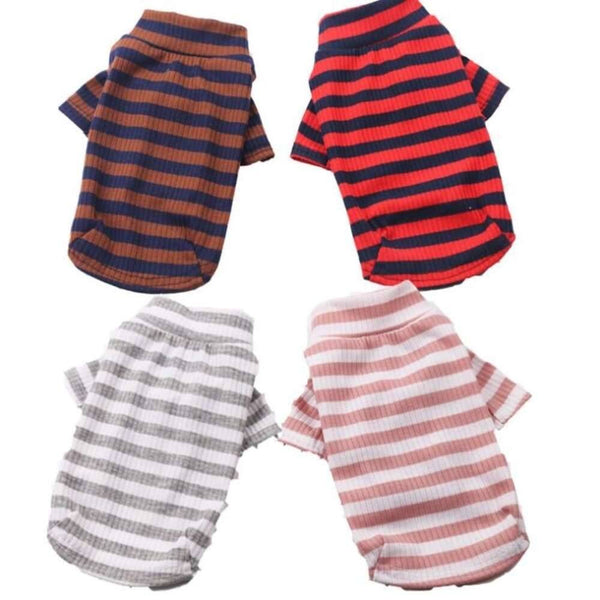 Wiggles Stretchable Striped Small Cotton Pet Dog Apparel Cat T Shirt | ozpetworld.com